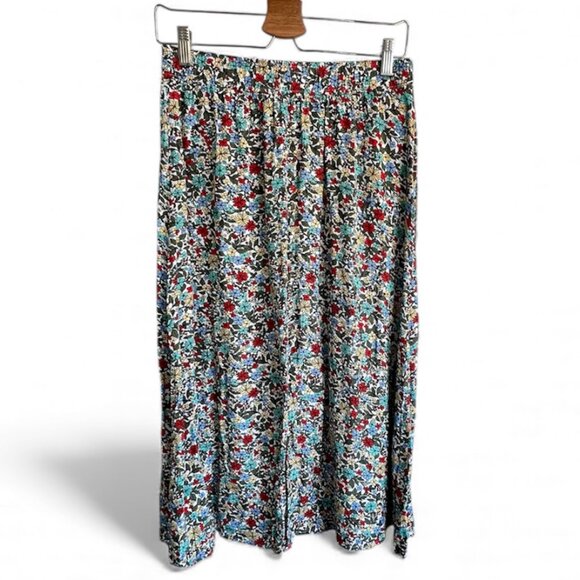 Loft Floral Button Pull on Midi Skirt Size Small - Picture 1 of 6